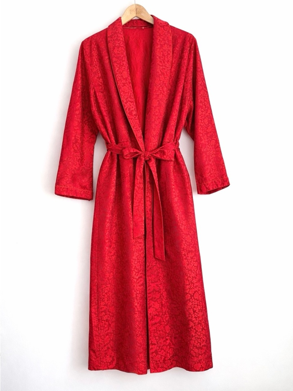 Vintage Dragon Motif Satin Robe Smoking Jacket  - One Size
